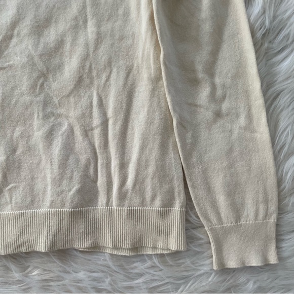 Ann Taylor loft cream lace front king sleeve cardigan button sweater - Picture 8 of 10